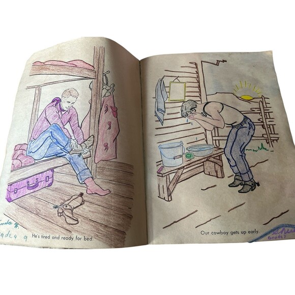 Real Cowboys In Action Big Coloring Book 1958 Merrill Company Printed USA READ - Picture 6 of 6